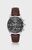 Годинник BOSS Stainless-steel chronograph watch with stitched leather strap Brown (58138467)