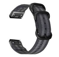 Нейлоновий ремінець для годинників Garmin 22мм чорно-сірий в один клік