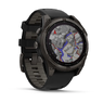 Смарт-годинник Garmin Fenix 8 – 47 mm, Solar Sapphire, Carbon Gray DLC Titanium with Black/Pebble Gray Silicone Band