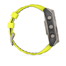 Смарт-годинник Garmin Fenix 8 – 51 mm, Solar Sapphire, Titanium with Amp Yellow/Graphite Silicone Band